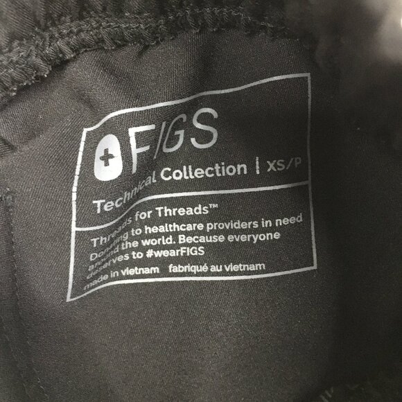 FIGS Petite Black ZAMORA Zip Pocket Pull On Drawstring Waist Jogger Scrubs Pant - Picture 3 of 12